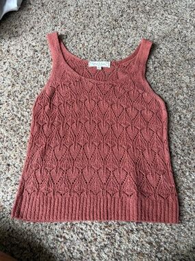 Openwork Knit Tank Top in Rust -